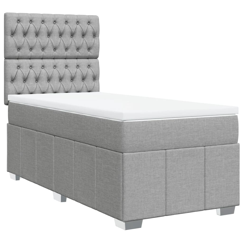 vidaXL Κρεβάτι Boxspring με Στρώμα Ανοιχτό Γκρι 80x200 εκ. Υφασμάτινο