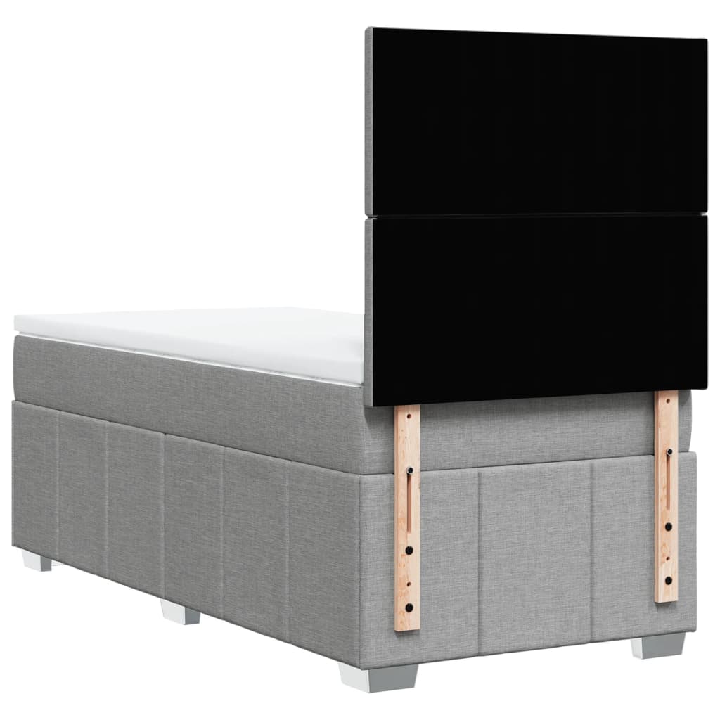 vidaXL Κρεβάτι Boxspring με Στρώμα Ανοιχτό Γκρι 90x190 εκ. Υφασμάτινο