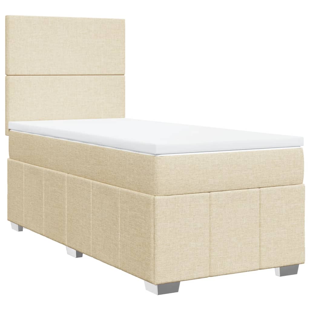 vidaXL Κρεβάτι Boxspring με Στρώμα Κρεμ 90x190 εκ.Υφασμάτινο