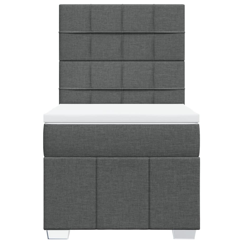 vidaXL Κρεβάτι Boxspring με Στρώμα Σκούρο Γκρι 90x190 εκ. Υφασμάτινο