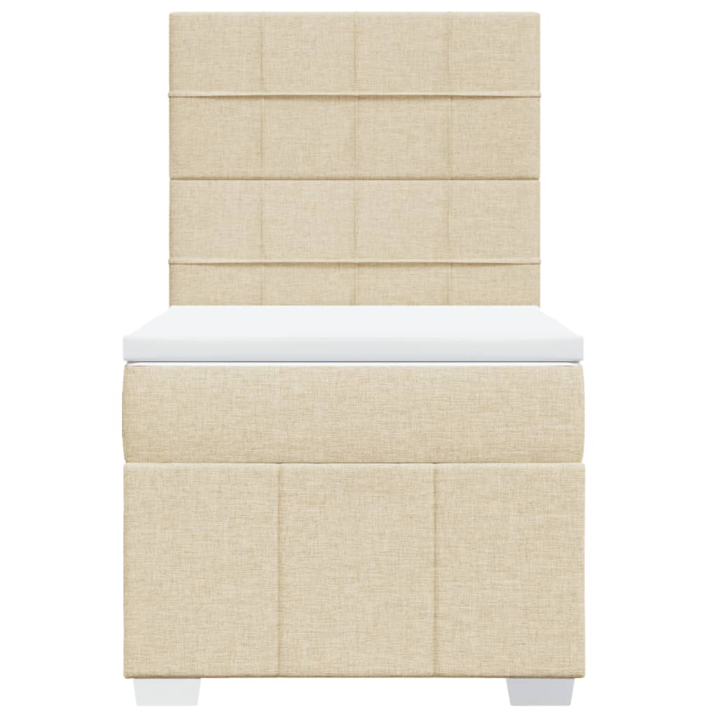 vidaXL Κρεβάτι Boxspring με Στρώμα Κρεμ 90x190 εκ.Υφασμάτινο