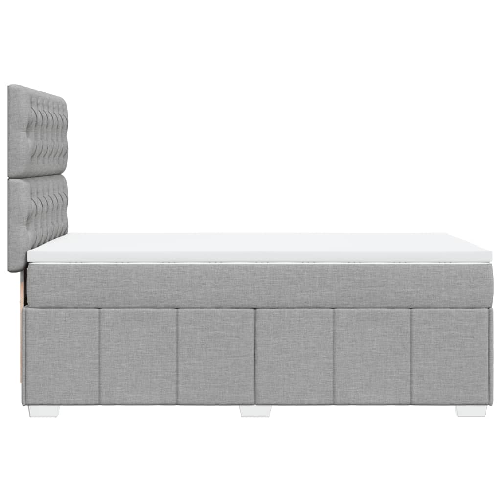 vidaXL Κρεβάτι Boxspring με Στρώμα Ανοιχτό Γκρι 90x190 εκ. Υφασμάτινο