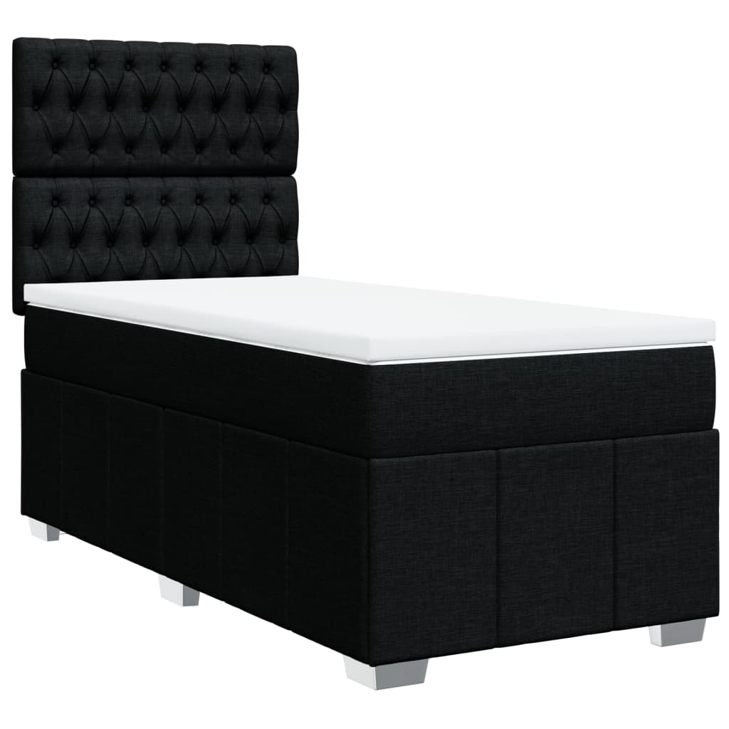 vidaXL Κρεβάτι Boxspring με Στρώμα Μαύρο 90x190 εκ.Υφασμάτινο