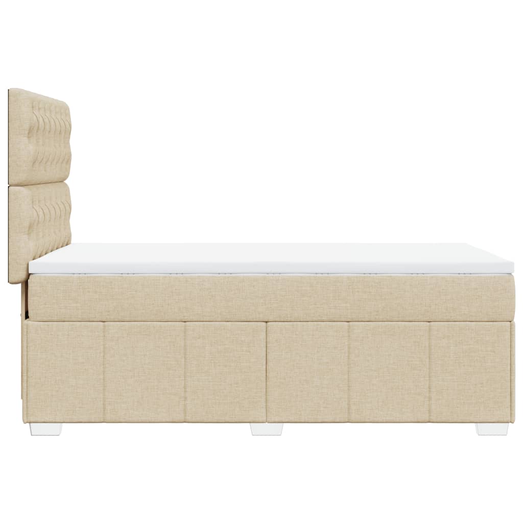 vidaXL Κρεβάτι Boxspring με Στρώμα Κρεμ 90x190 εκ.Υφασμάτινο