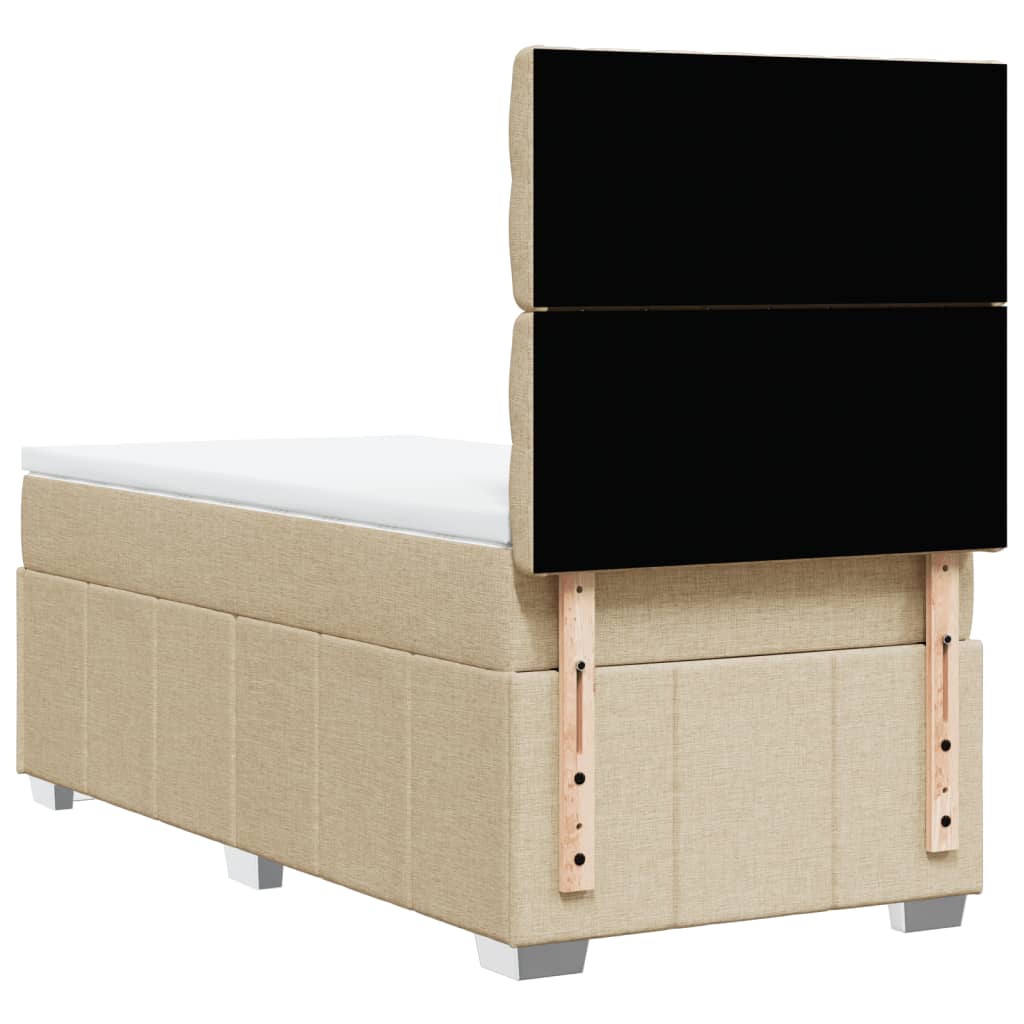 vidaXL Κρεβάτι Boxspring με Στρώμα Κρεμ 90x190 εκ.Υφασμάτινο