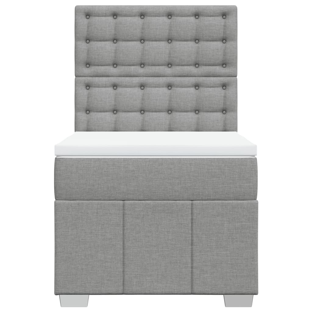 vidaXL Κρεβάτι Boxspring με Στρώμα Ανοιχτό Γκρι 90x190 εκ. Υφασμάτινο