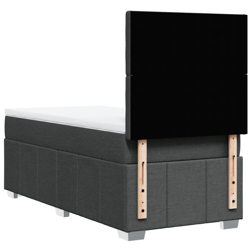 vidaXL Κρεβάτι Boxspring με Στρώμα Σκούρο Γκρι 90x190 εκ. Υφασμάτινο