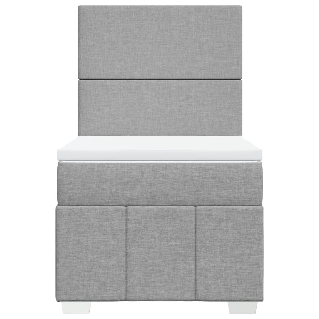 vidaXL Κρεβάτι Boxspring με Στρώμα Ανοιχτό Γκρι 90x200 εκ. Υφασμάτινο