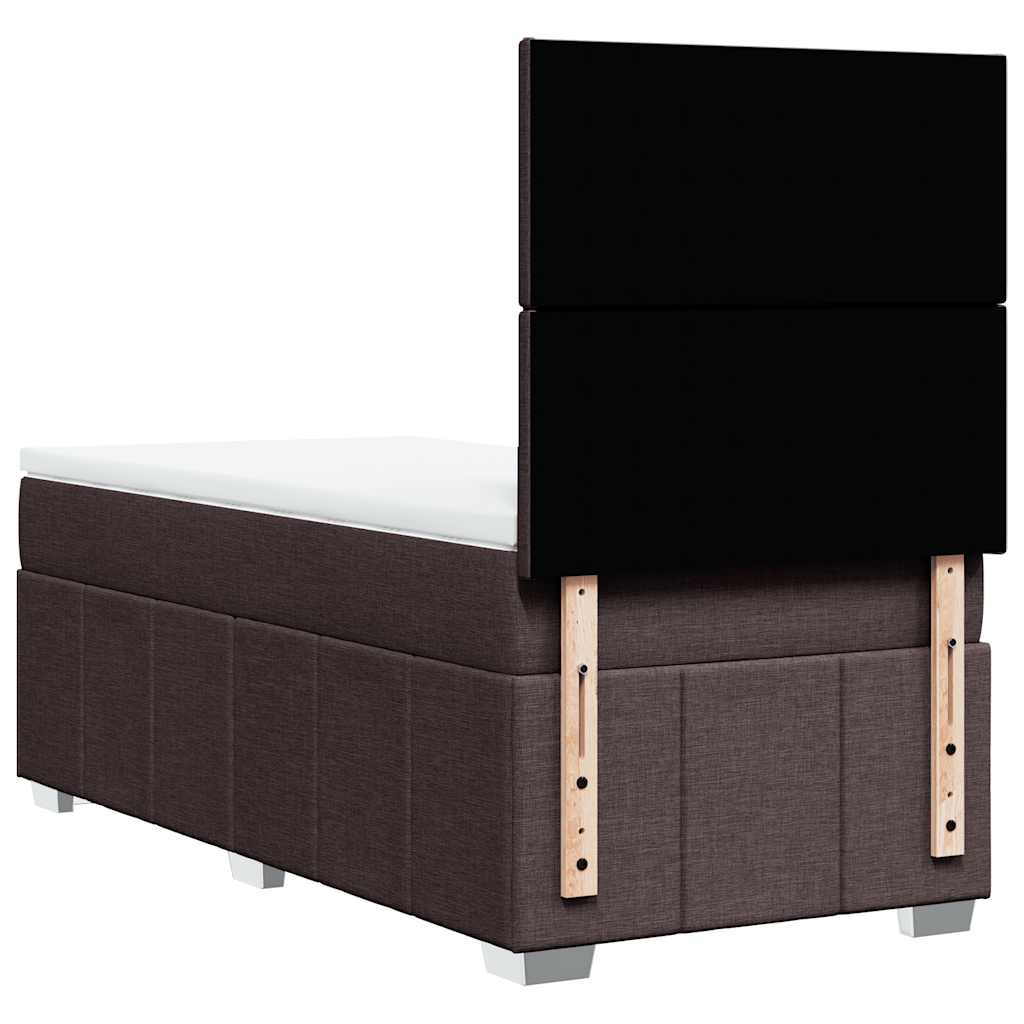 vidaXL Κρεβάτι Boxspring με Στρώμα Σκούρο Καφέ 90x200 εκ. Υφασμάτινο