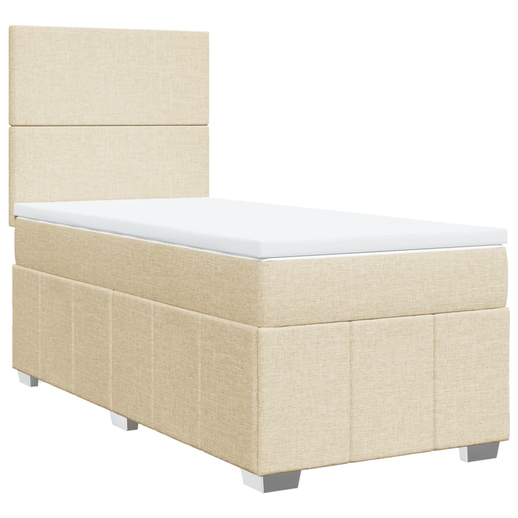 vidaXL Κρεβάτι Boxspring με Στρώμα Κρεμ 90x200 εκ.Υφασμάτινο