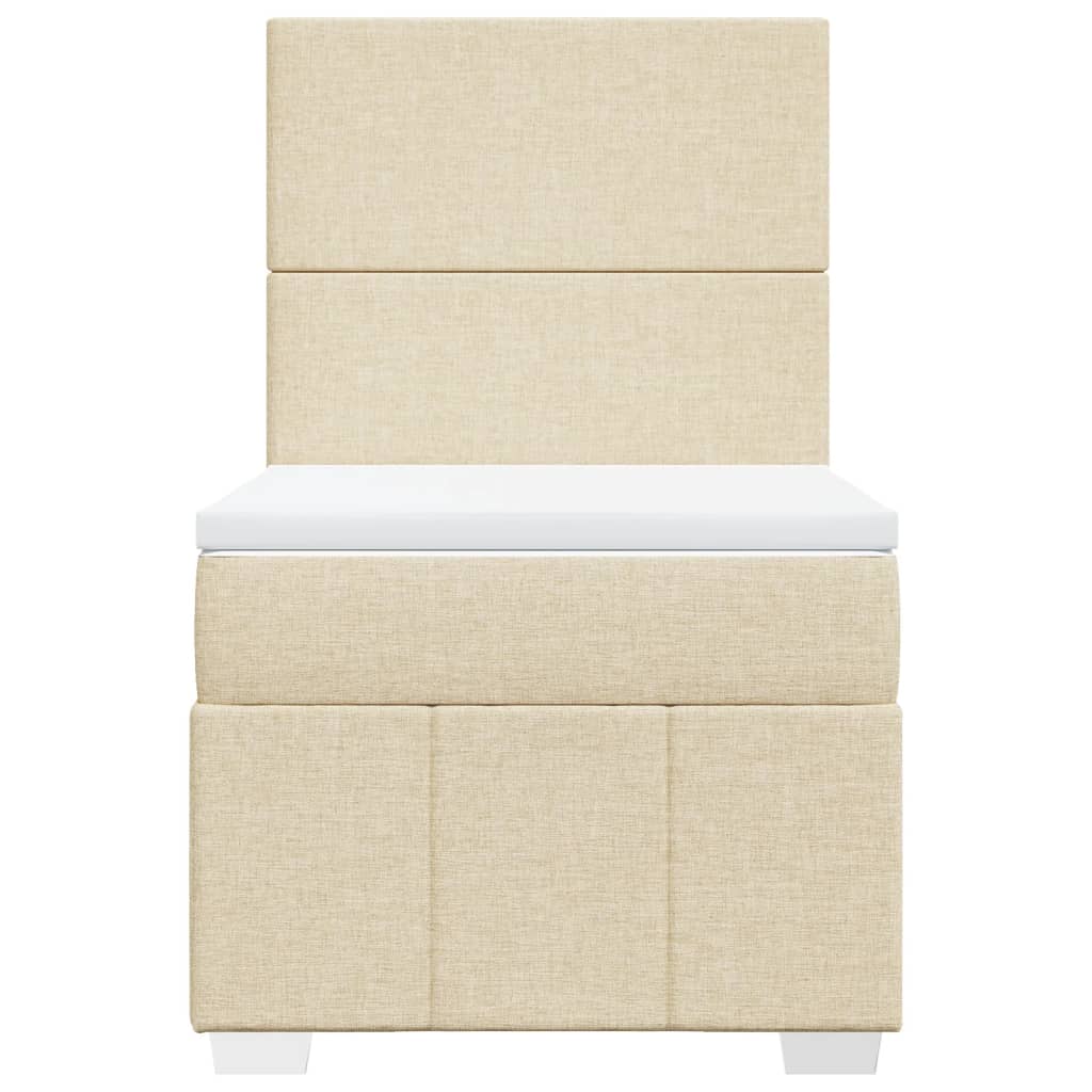 vidaXL Κρεβάτι Boxspring με Στρώμα Κρεμ 90x200 εκ.Υφασμάτινο