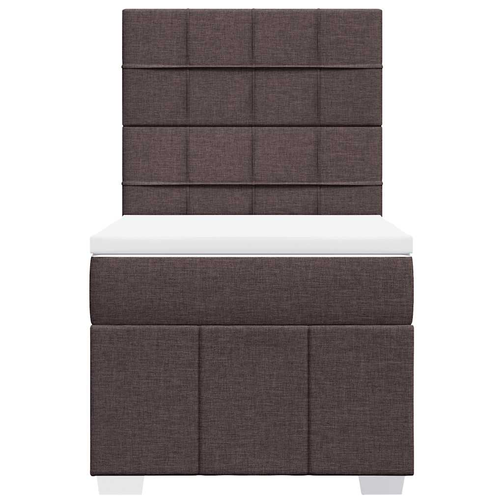 vidaXL Κρεβάτι Boxspring με Στρώμα Σκούρο Καφέ 90x200 εκ. Υφασμάτινο