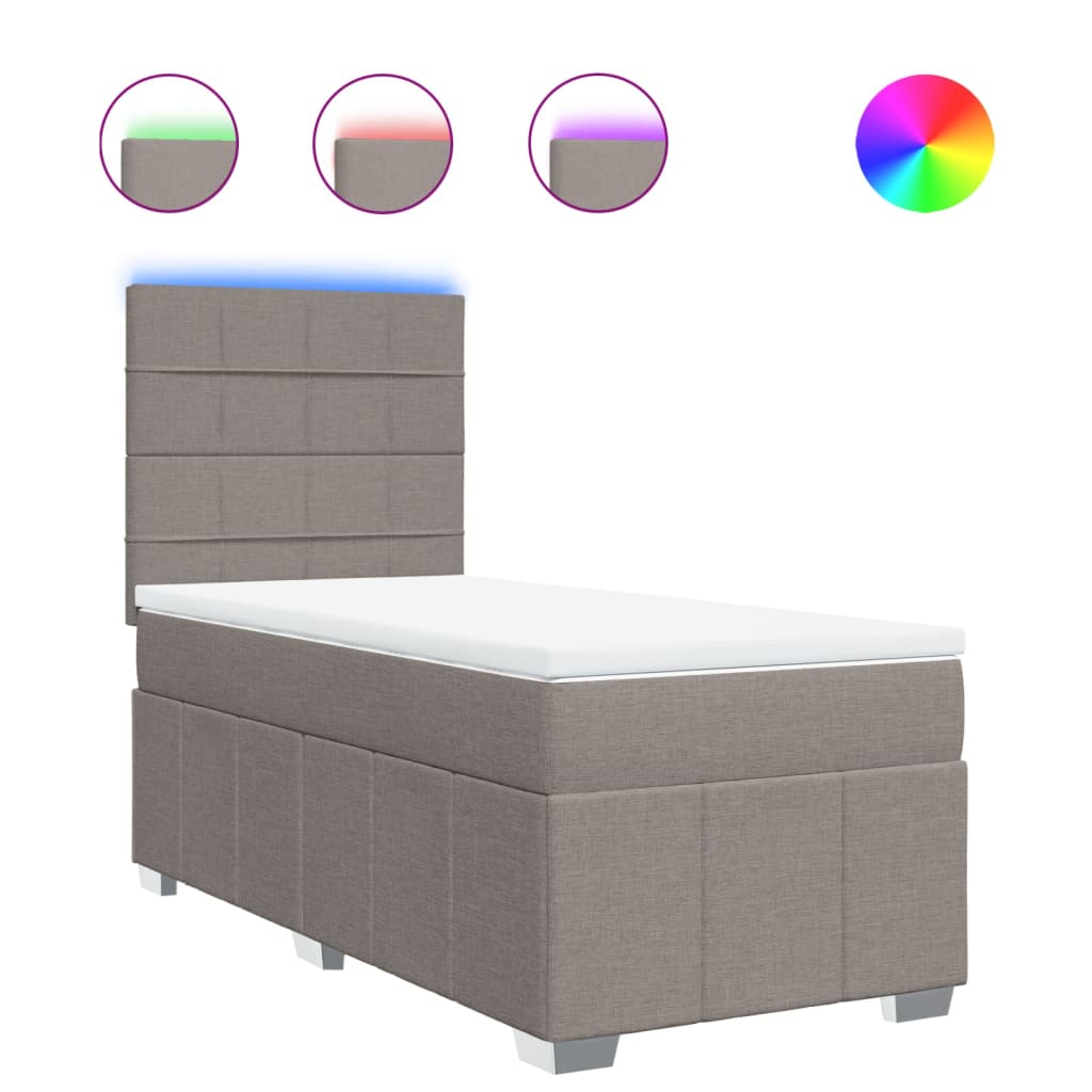 vidaXL Κρεβάτι Boxspring με Στρώμα Taupe 90x200 εκ. Υφασμάτινο