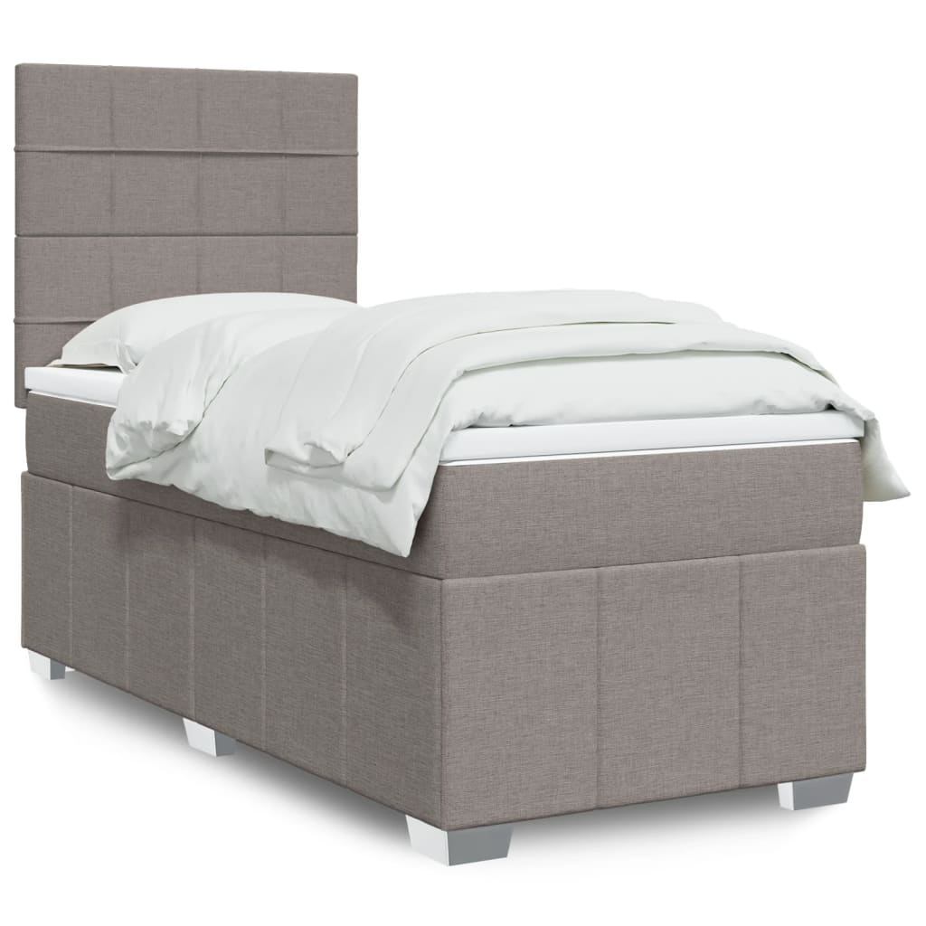 vidaXL Κρεβάτι Boxspring με Στρώμα Taupe 90x200 εκ. Υφασμάτινο