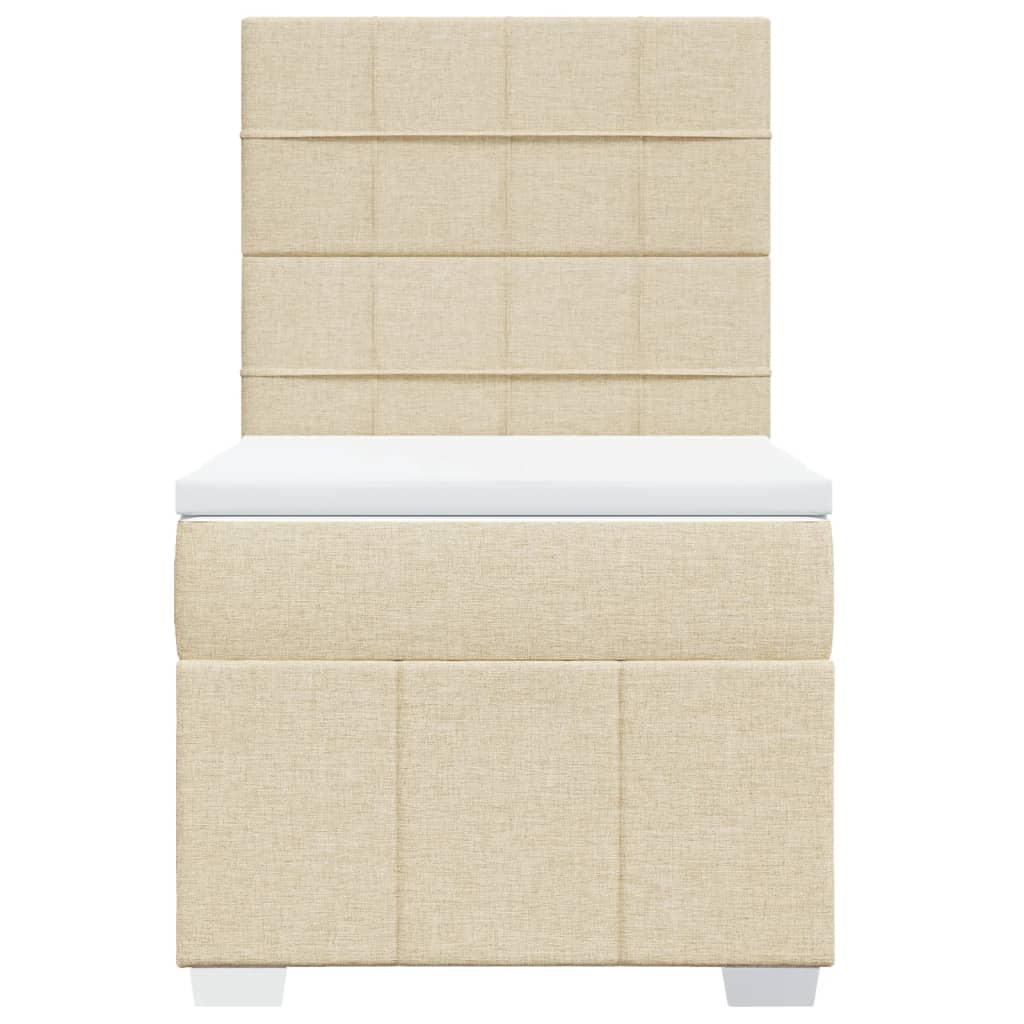 vidaXL Κρεβάτι Boxspring με Στρώμα Κρεμ 90x200 εκ.Υφασμάτινο