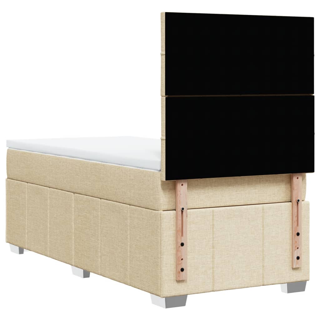 vidaXL Κρεβάτι Boxspring με Στρώμα Κρεμ 90x200 εκ.Υφασμάτινο
