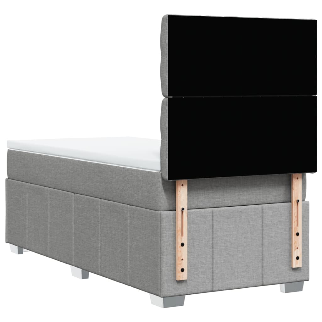 vidaXL Κρεβάτι Boxspring με Στρώμα Ανοιχτό Γκρι 90x200 εκ. Υφασμάτινο