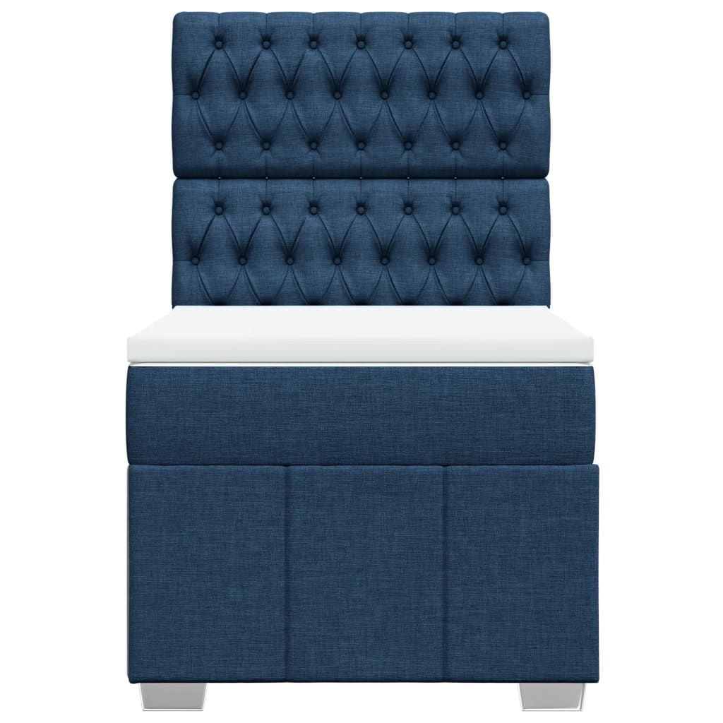vidaXL Κρεβάτι Boxspring με Στρώμα Μπλε 90x200 εκ.Υφασμάτινο