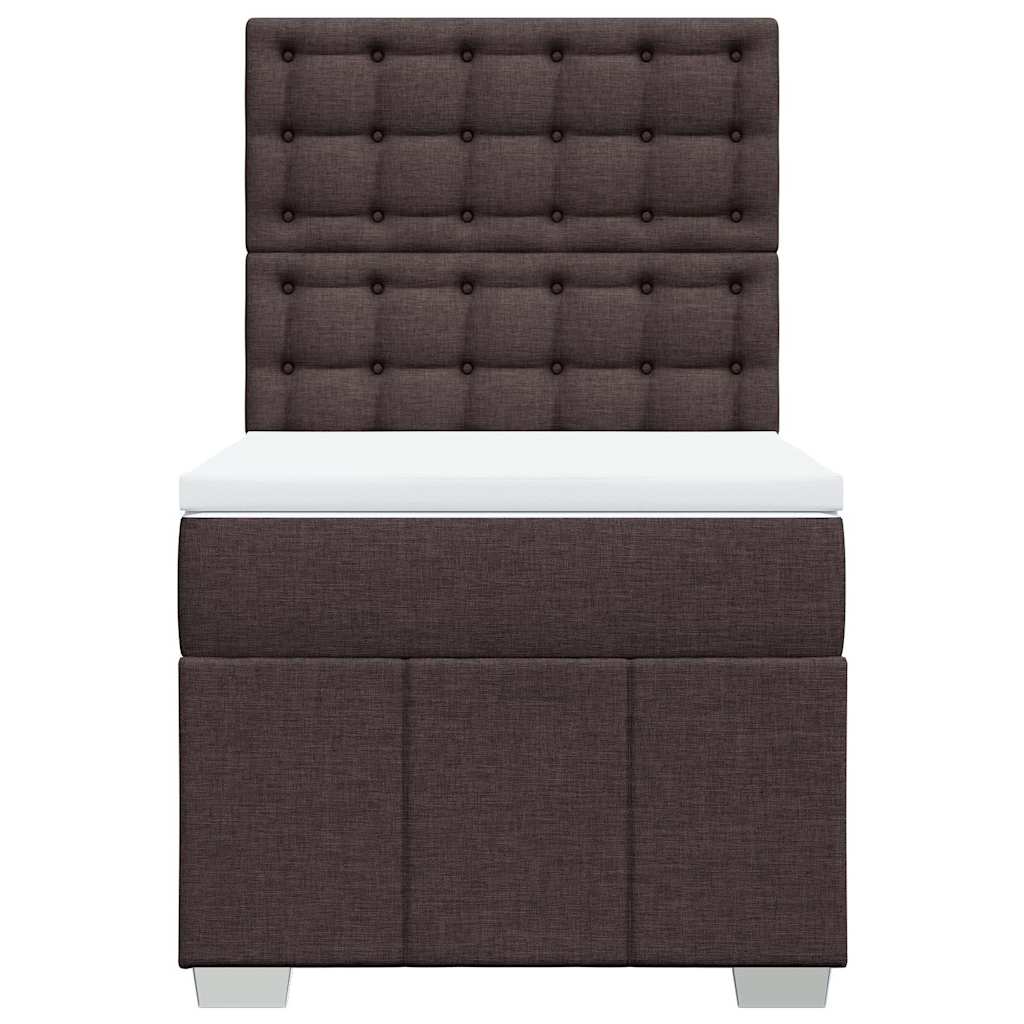 vidaXL Κρεβάτι Boxspring με Στρώμα Σκούρο Καφέ 90x200 εκ. Υφασμάτινο