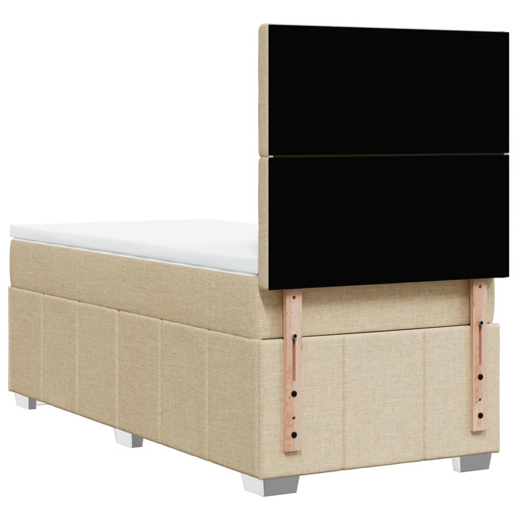 vidaXL Κρεβάτι Boxspring με Στρώμα Κρεμ 90x200 εκ.Υφασμάτινο