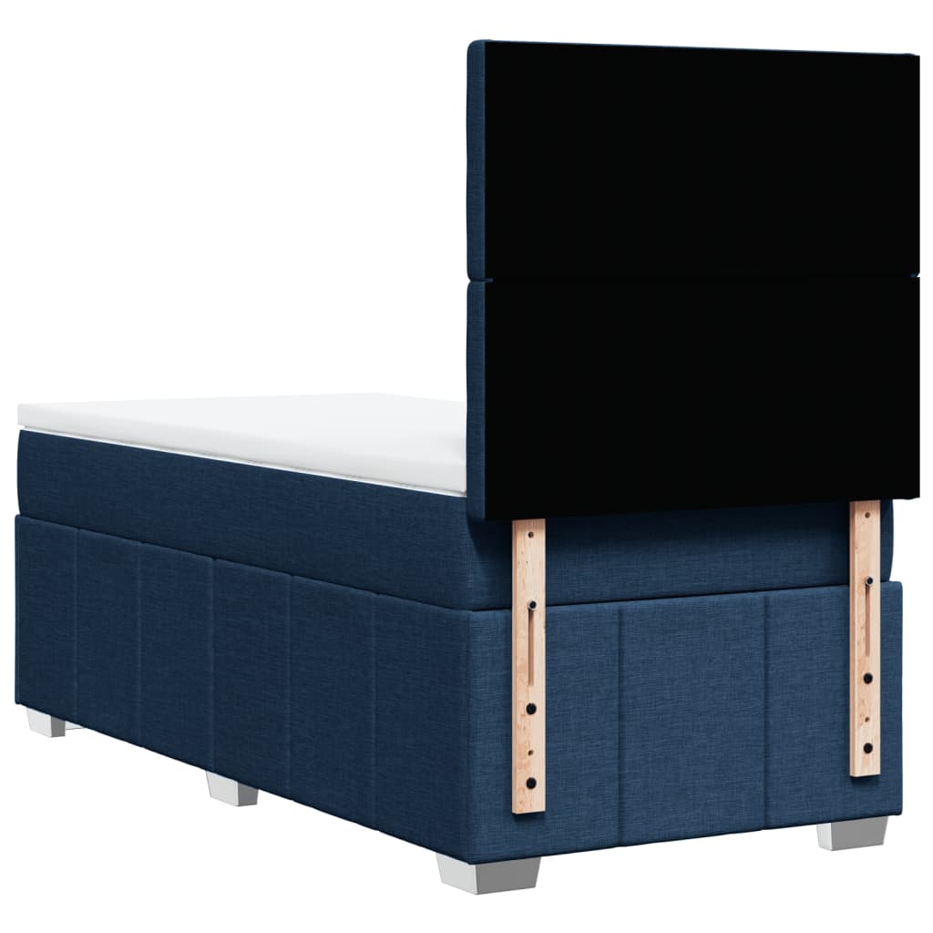 vidaXL Κρεβάτι Boxspring με Στρώμα Μπλε 90x200 εκ.Υφασμάτινο