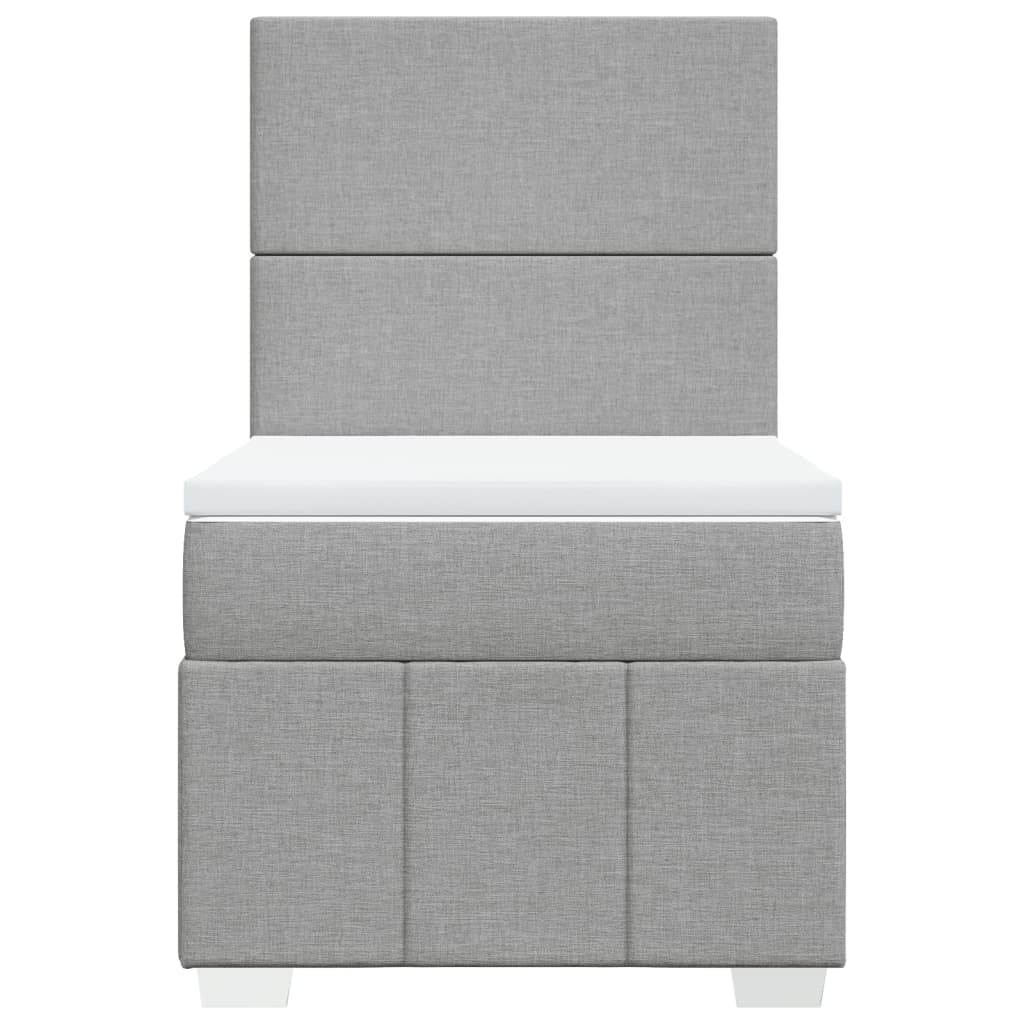 vidaXL Κρεβάτι Boxspring με Στρώμα Ανοιχτό Γκρι 100x200 εκ. Υφασμάτινο