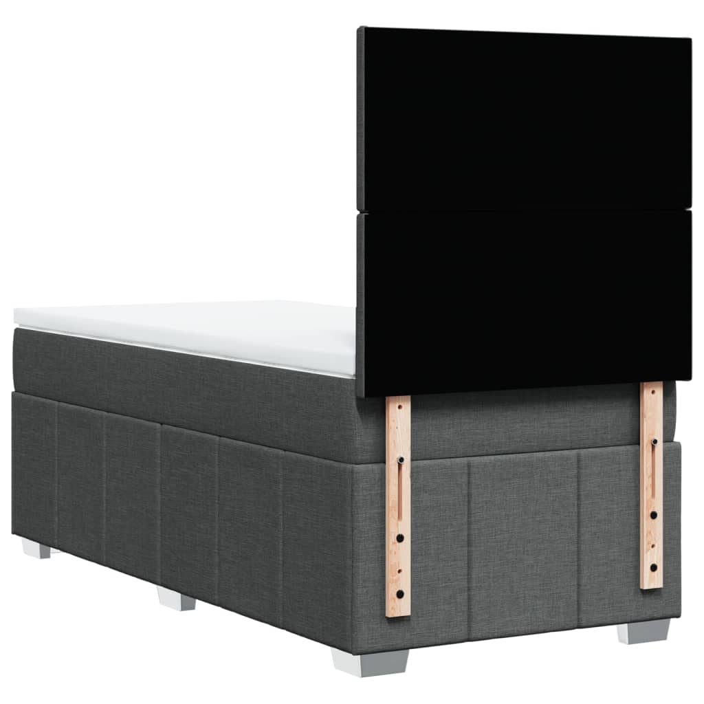 vidaXL Κρεβάτι Boxspring με Στρώμα Σκούρο Γκρι 100x200 εκ. Υφασμάτινο