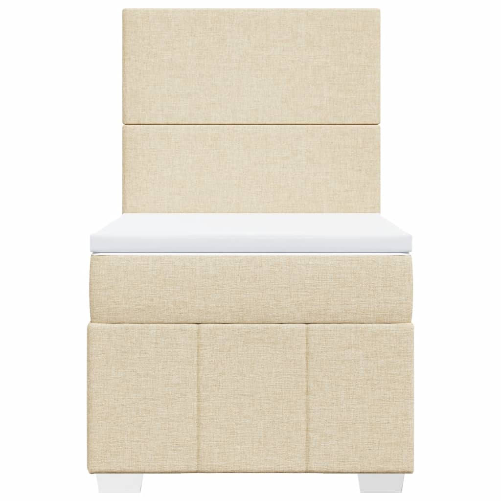 vidaXL Κρεβάτι Boxspring με Στρώμα Κρεμ 100 x 200 εκ. Υφασμάτινο