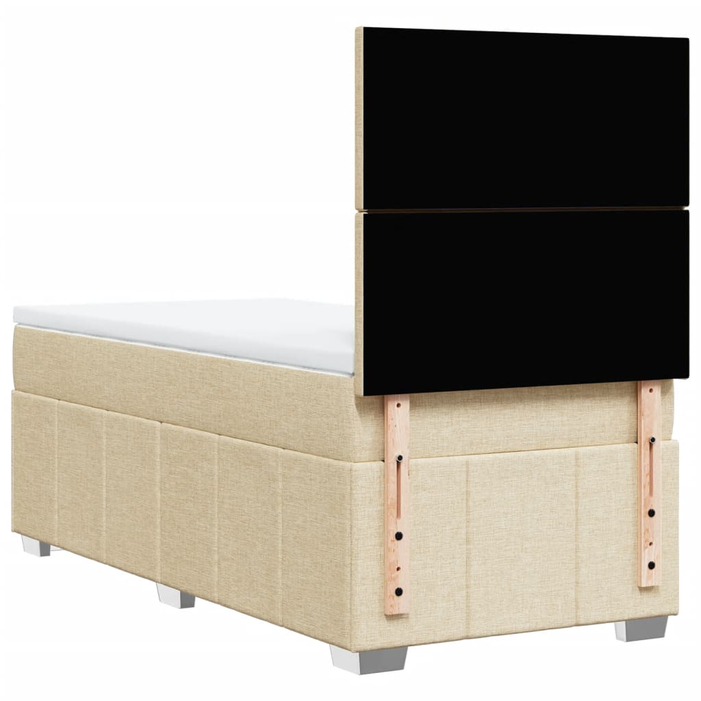 vidaXL Κρεβάτι Boxspring με Στρώμα Κρεμ 100 x 200 εκ. Υφασμάτινο