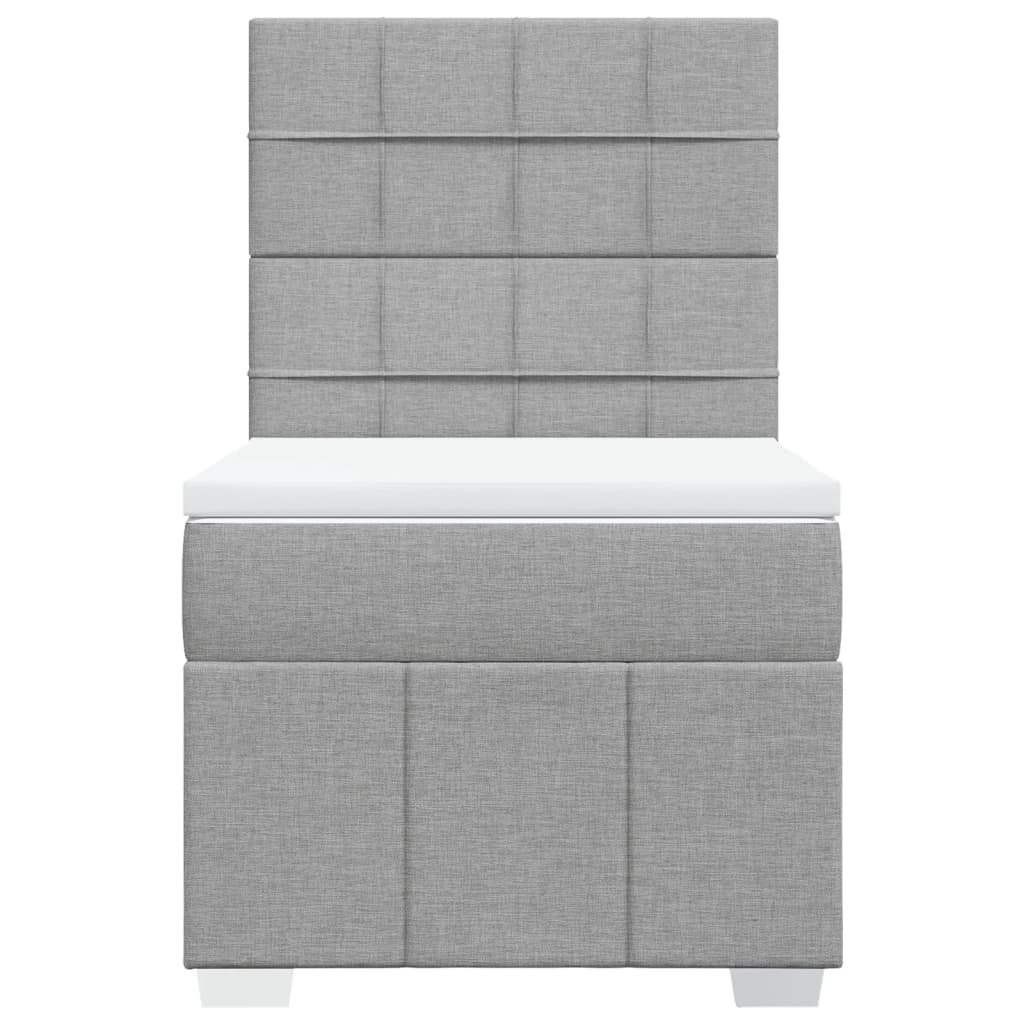 vidaXL Κρεβάτι Boxspring με Στρώμα Ανοιχτό Γκρι 100x200 εκ. Υφασμάτινο