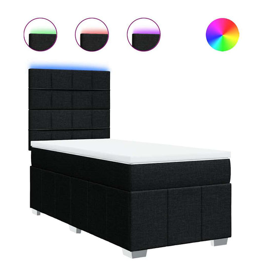 vidaXL Κρεβάτι Boxspring με Στρώμα Μαύρο 100 x 200 εκ. Υφασμάτινο