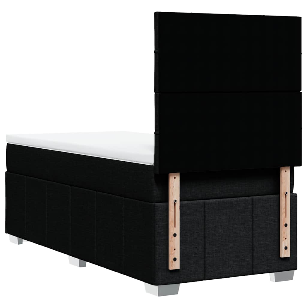 vidaXL Κρεβάτι Boxspring με Στρώμα Μαύρο 100 x 200 εκ. Υφασμάτινο