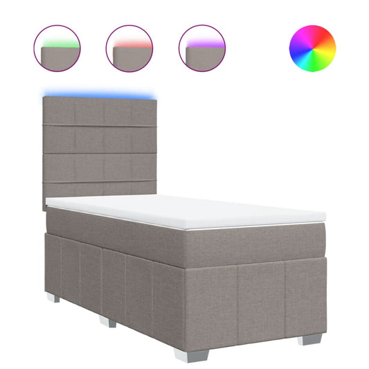vidaXL Κρεβάτι Boxspring με Στρώμα Taupe 100 x 200 εκ. Υφασμάτινο