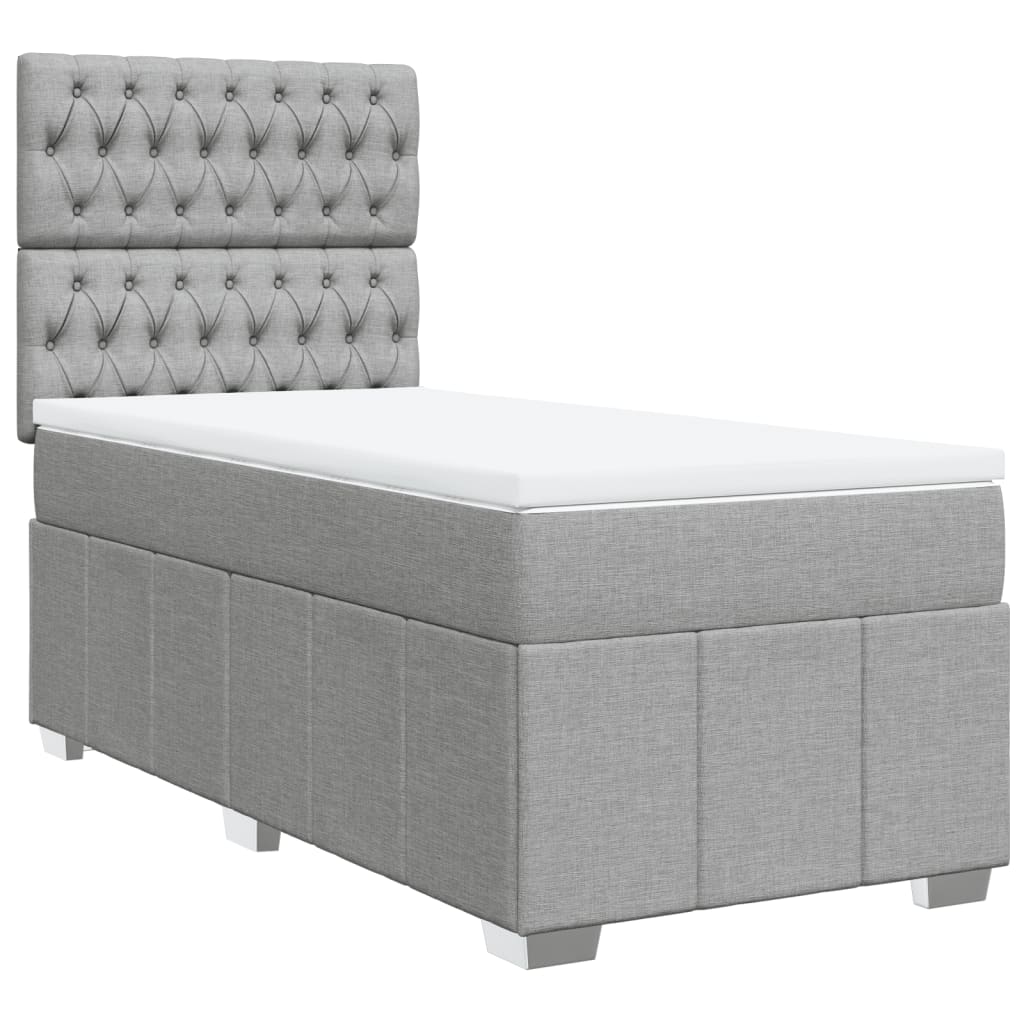 vidaXL Κρεβάτι Boxspring με Στρώμα Ανοιχτό Γκρι 100x200 εκ. Υφασμάτινο