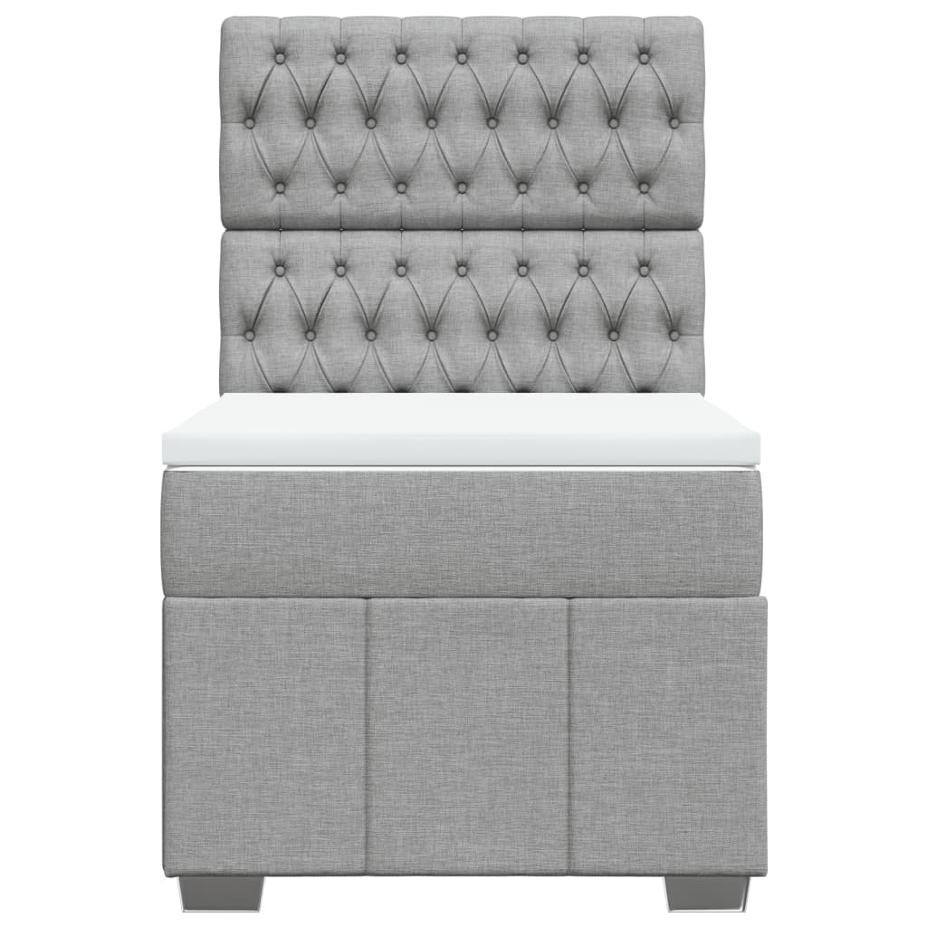 vidaXL Κρεβάτι Boxspring με Στρώμα Ανοιχτό Γκρι 100x200 εκ. Υφασμάτινο