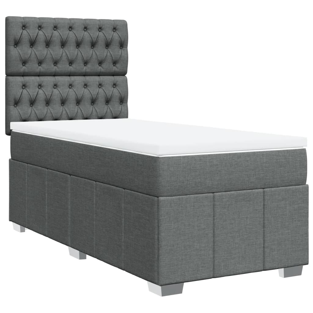 vidaXL Κρεβάτι Boxspring με Στρώμα Σκούρο Γκρι 100x200 εκ. Υφασμάτινο