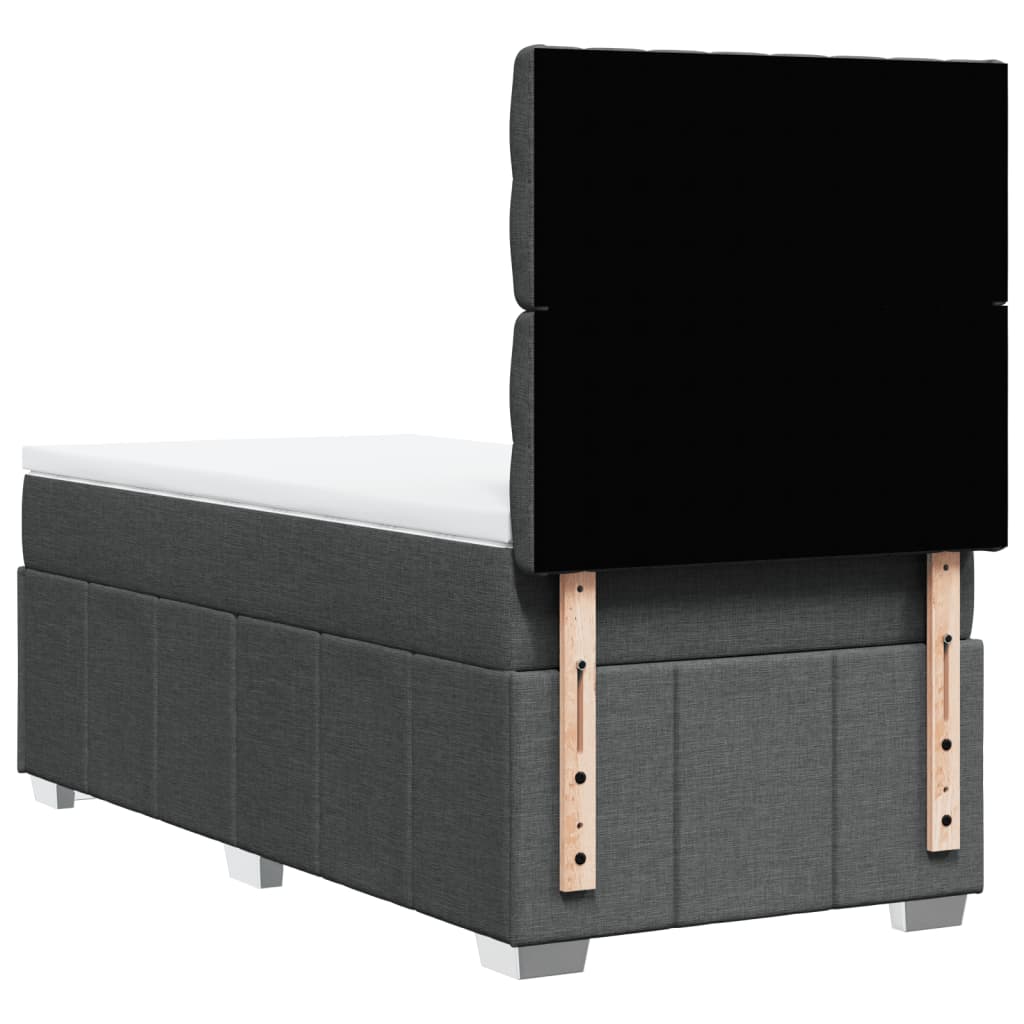 vidaXL Κρεβάτι Boxspring με Στρώμα Σκούρο Γκρι 100x200 εκ. Υφασμάτινο