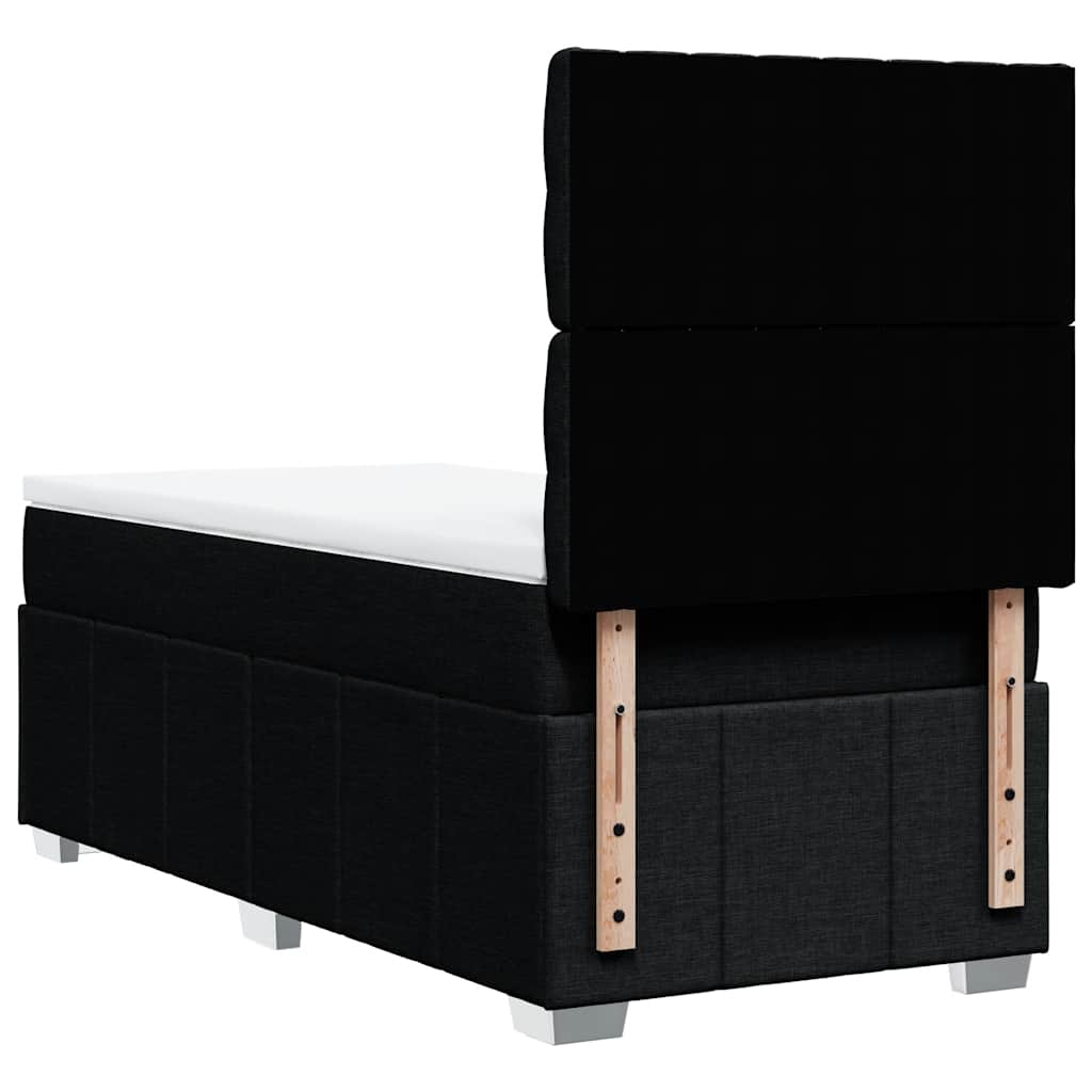 vidaXL Κρεβάτι Boxspring με Στρώμα Μαύρο 100 x 200 εκ. Υφασμάτινο