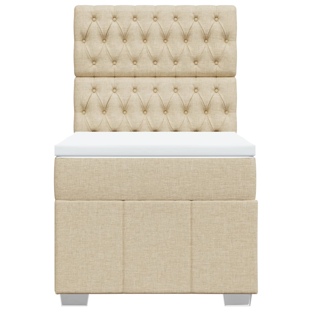 vidaXL Κρεβάτι Boxspring με Στρώμα Κρεμ 100 x 200 εκ. Υφασμάτινο