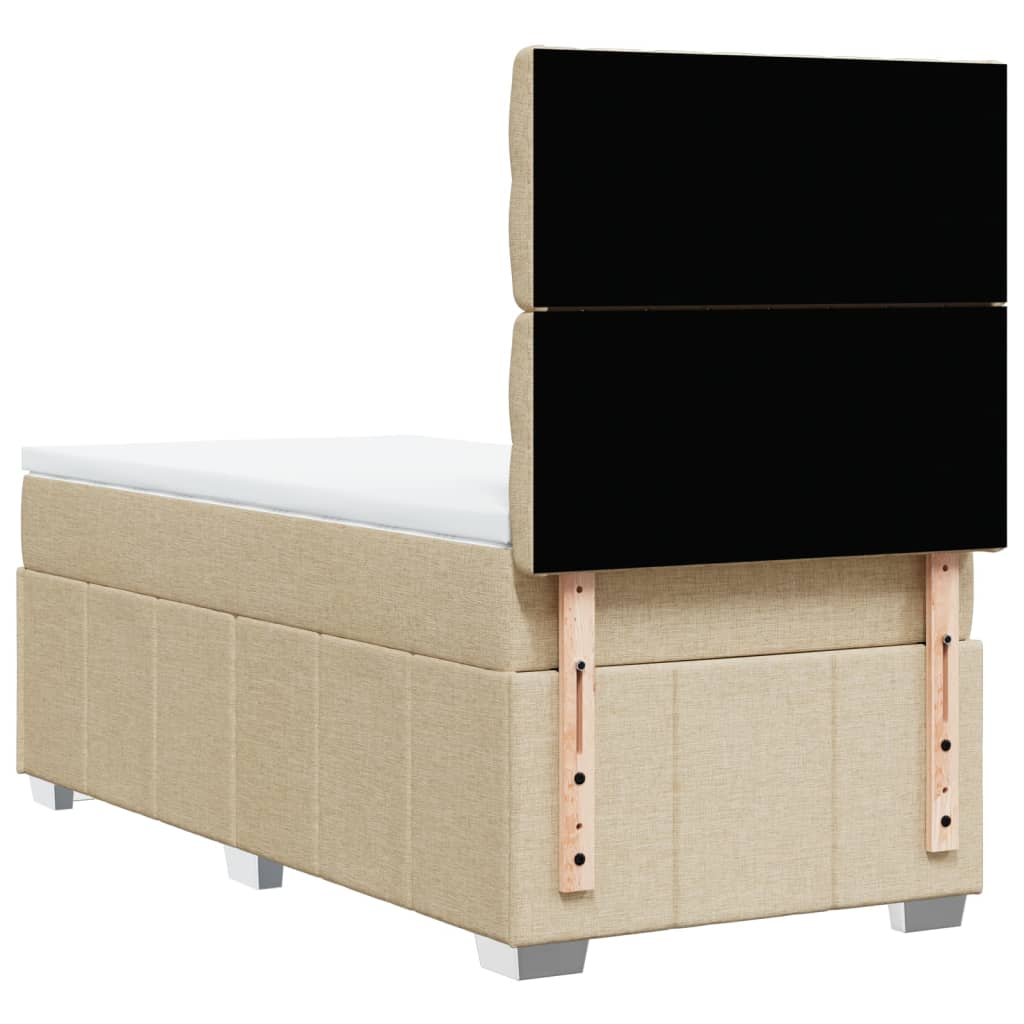 vidaXL Κρεβάτι Boxspring με Στρώμα Κρεμ 100 x 200 εκ. Υφασμάτινο