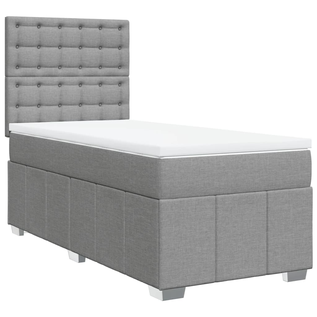 vidaXL Κρεβάτι Boxspring με Στρώμα Ανοιχτό Γκρι 100x200 εκ. Υφασμάτινο