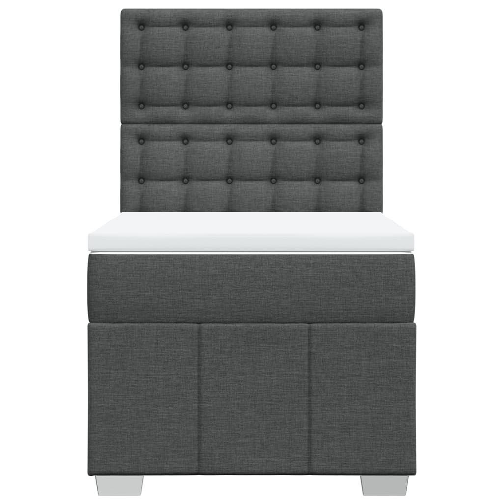 vidaXL Κρεβάτι Boxspring με Στρώμα Σκούρο Γκρι 100x200 εκ. Υφασμάτινο