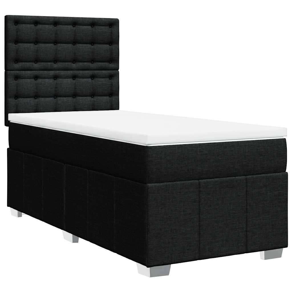 vidaXL Κρεβάτι Boxspring με Στρώμα Μαύρο 100 x 200 εκ. Υφασμάτινο