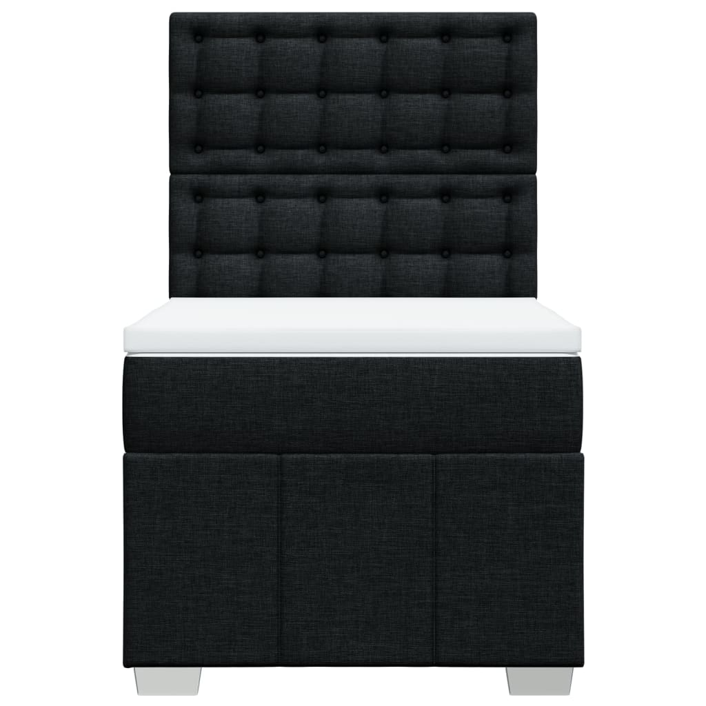 vidaXL Κρεβάτι Boxspring με Στρώμα Μαύρο 100 x 200 εκ. Υφασμάτινο
