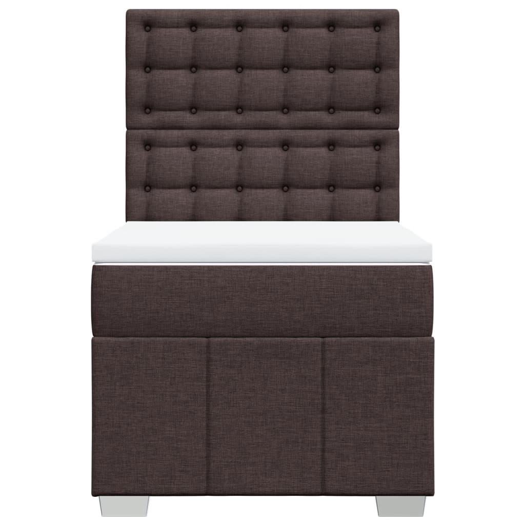 vidaXL Κρεβάτι Boxspring με Στρώμα Σκούρο Καφέ 100x200 εκ. Υφασμάτινο