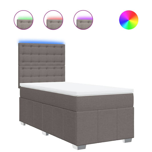 vidaXL Κρεβάτι Boxspring με Στρώμα Taupe 100 x 200 εκ. Υφασμάτινο