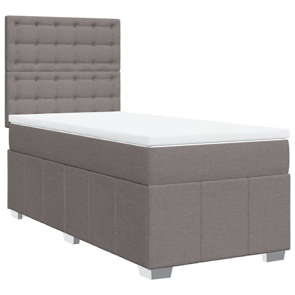 vidaXL Κρεβάτι Boxspring με Στρώμα Taupe 100 x 200 εκ. Υφασμάτινο