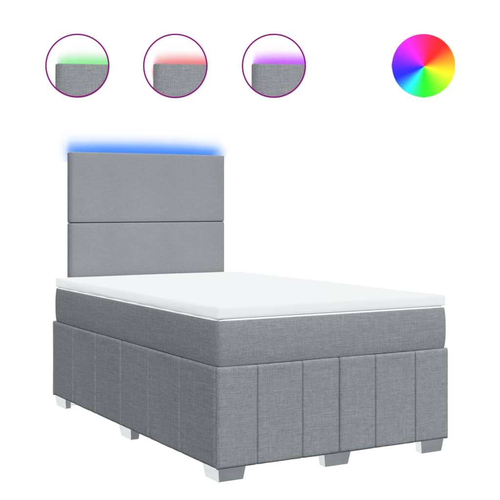 vidaXL Κρεβάτι Boxspring με Στρώμα Ανοιχτό Γκρι 120x190 εκ. Υφασμάτινο