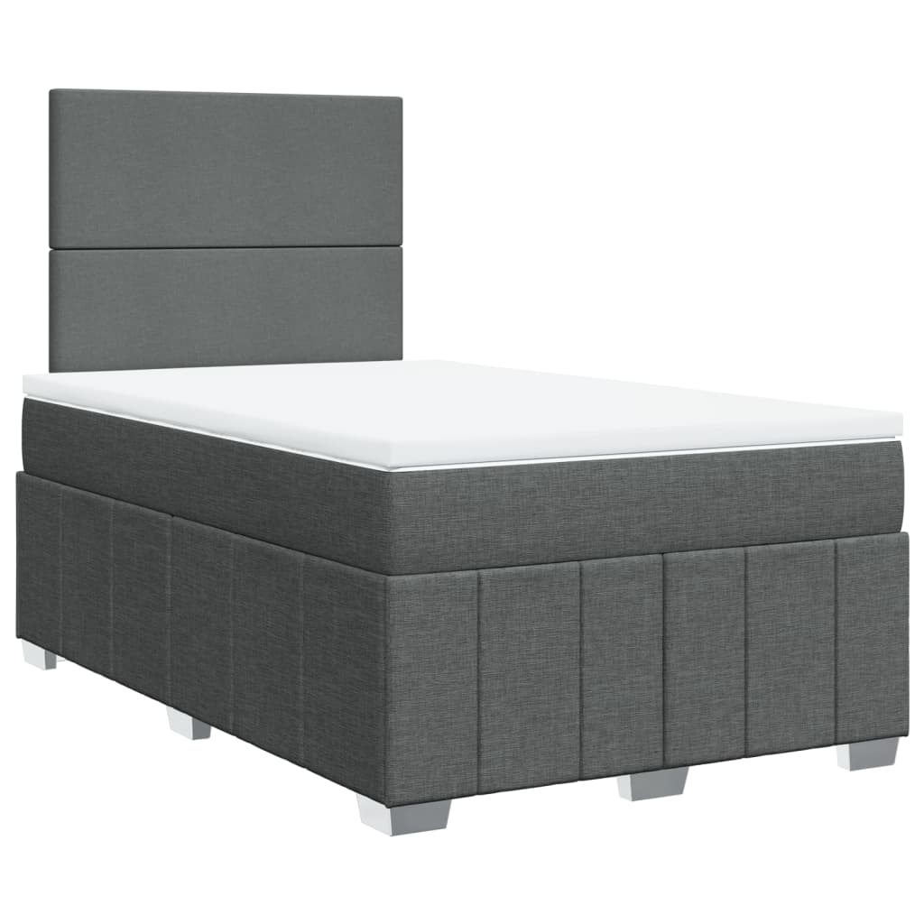 vidaXL Κρεβάτι Boxspring με Στρώμα Σκούρο Γκρι 120x190 εκ Υφασμάτινο