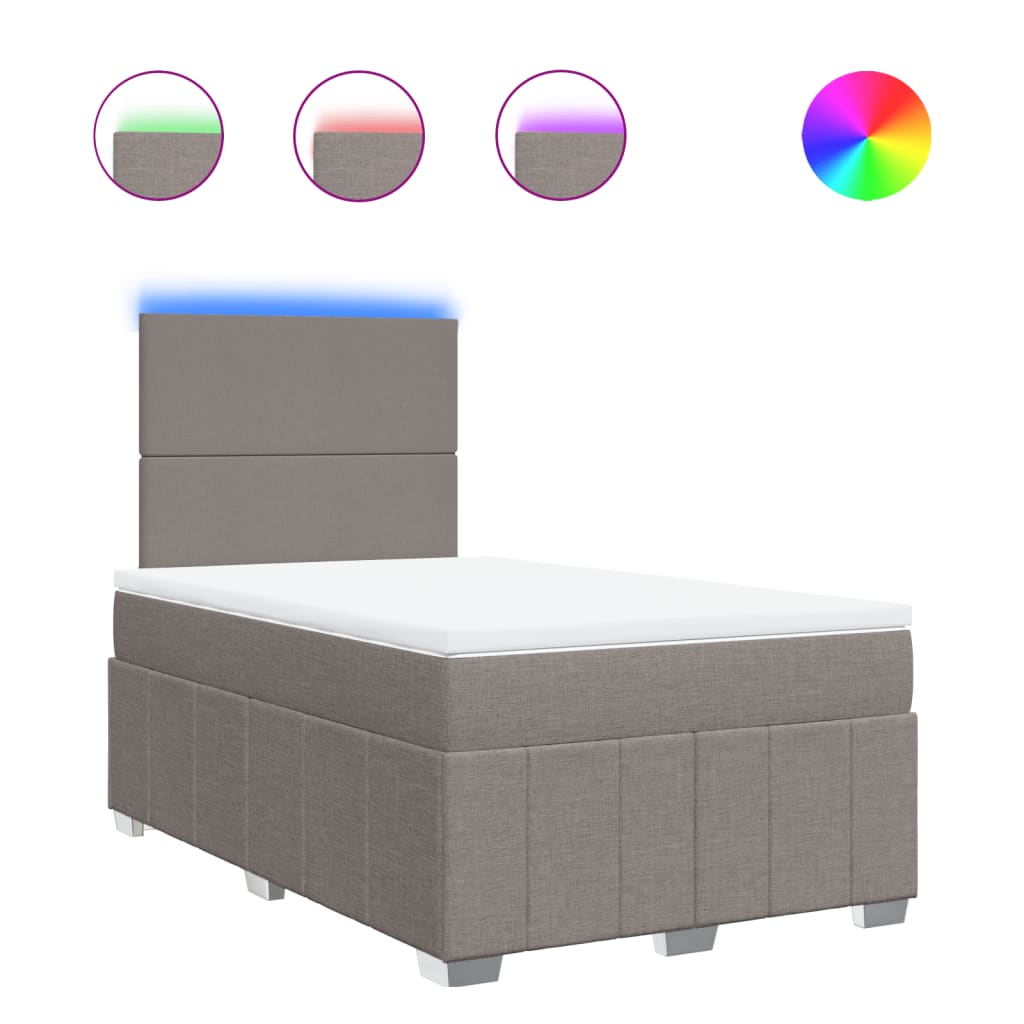 vidaXL Κρεβάτι Boxspring με Στρώμα Taupe 120x190 εκ. Υφασμάτινο